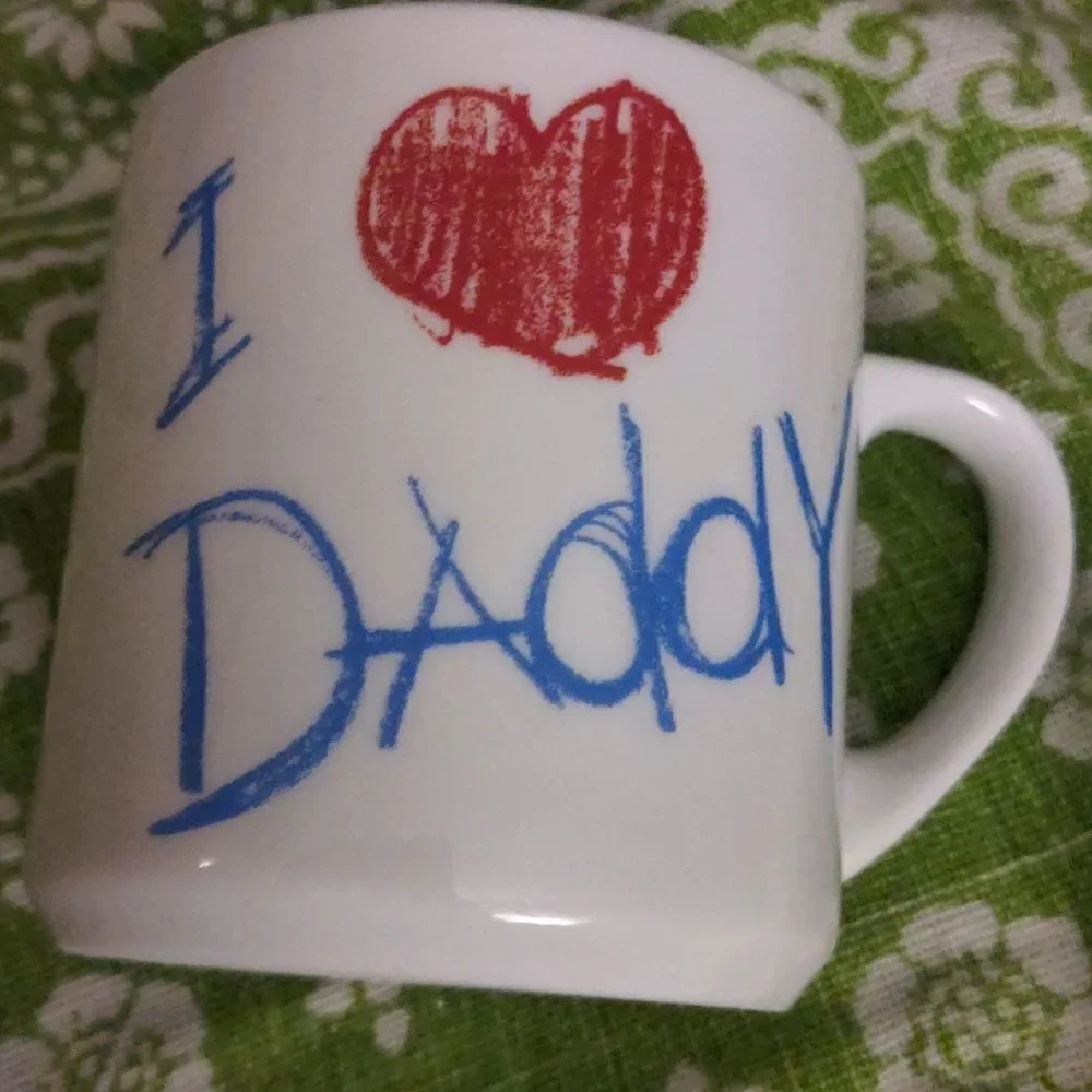 Vintage I‎ love daddy crayon drawing coffee mug